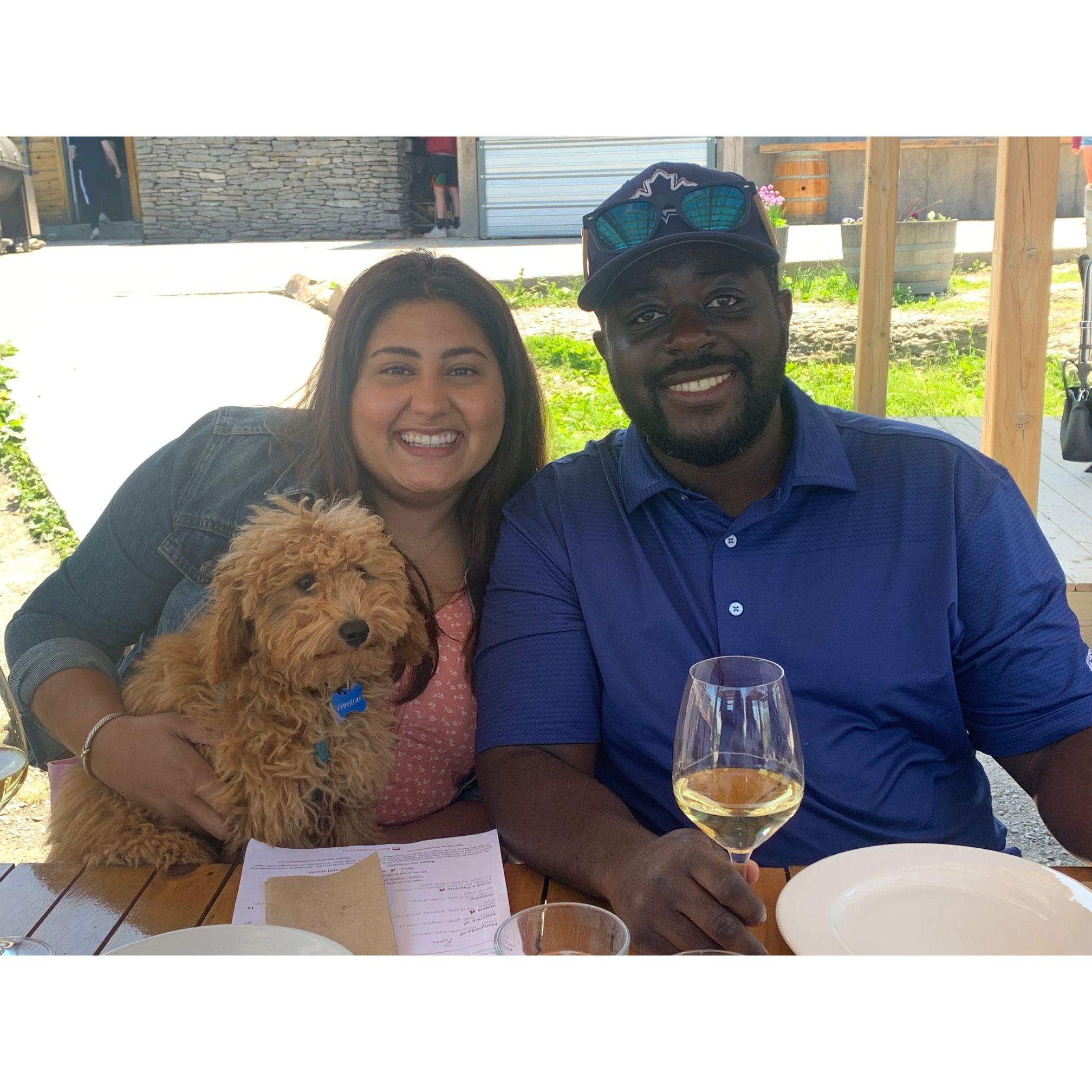 Lunching with our pup, Winston - July 2022