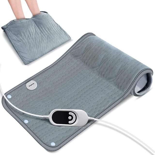 Heating Pad & Foot Warmer 2 in 1, Extra Large Soft Electric Heating Pad XXL(21x33") Weighted Heating Pad for Back Pain Relief Period Cramps, Max 4-Hour Auto Off/6 Heat Level/6 Timer/Machine Washable