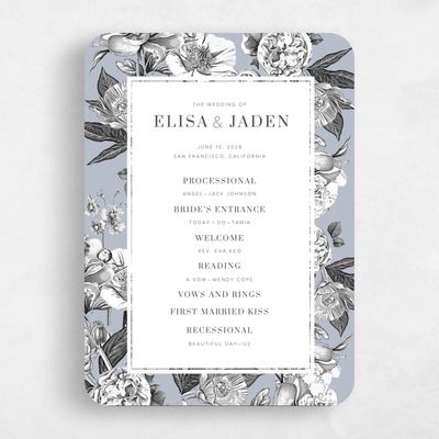 Blue Rounded Wedding Program - Trèfle