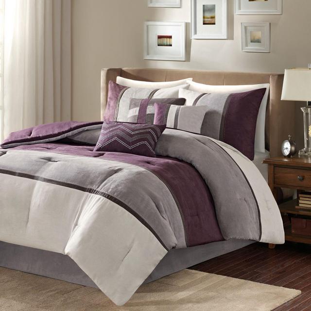 Madison Park Palisades 7-Piece Reversible King Comforter Set in Purple