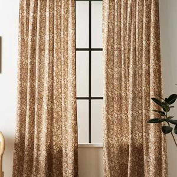Hyacinth Semi-Sheer Printed Curtain - Honey