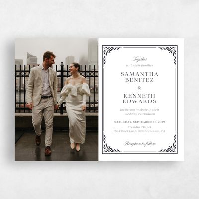 Ebony, White Wedding Invitation - Thalia Landscape