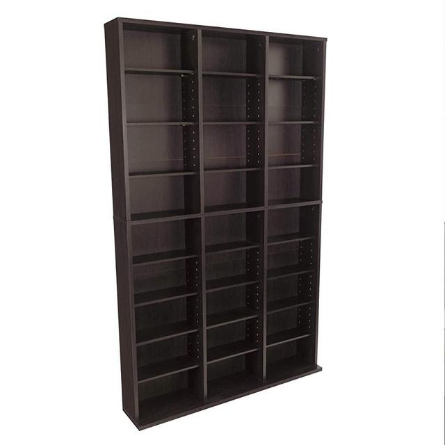 Atlantic Oskar Adjustable Media Wall-Unit - Holds 756 CDs, 360 DVDs or 414 Blu-Rays/Games, 21 Adjustable and 6 fixed shelves PN in Espresso