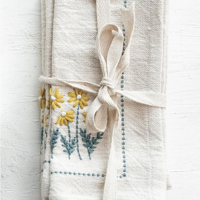 Embroidered Cotton Napkins, Set of 4