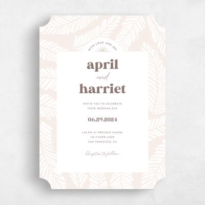 Beige Ticket Wedding Invitation - Tucana Frame