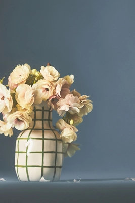 Green Checkered Ceramic Vase