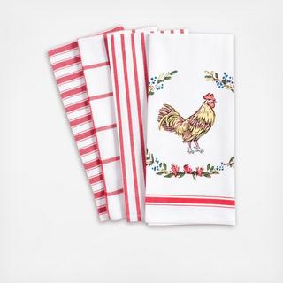 Pantry Rooster Kitchen Dish Towel, Set of 4