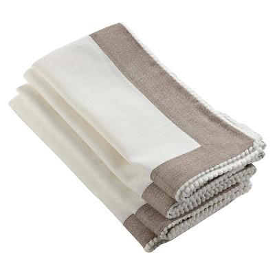 Two Tone Napkins with Knotted Border Ivory (Set of 4)