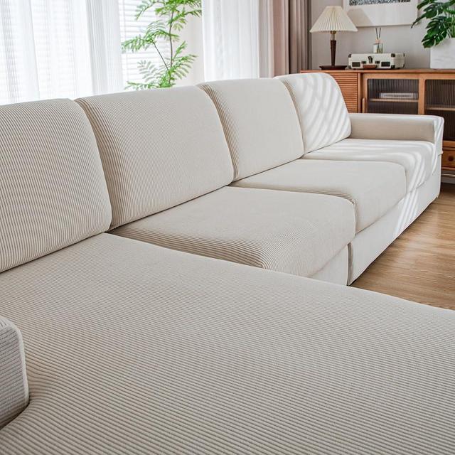 QIANMEW Couch Cushion Covers,Comfort Soft Magic Sofa Covers Washable Stretch Resistant for Chair Cushion Couch Furniture Protectors for Pets Sectional Slipcovers(Back Couch Cover,Ivory)