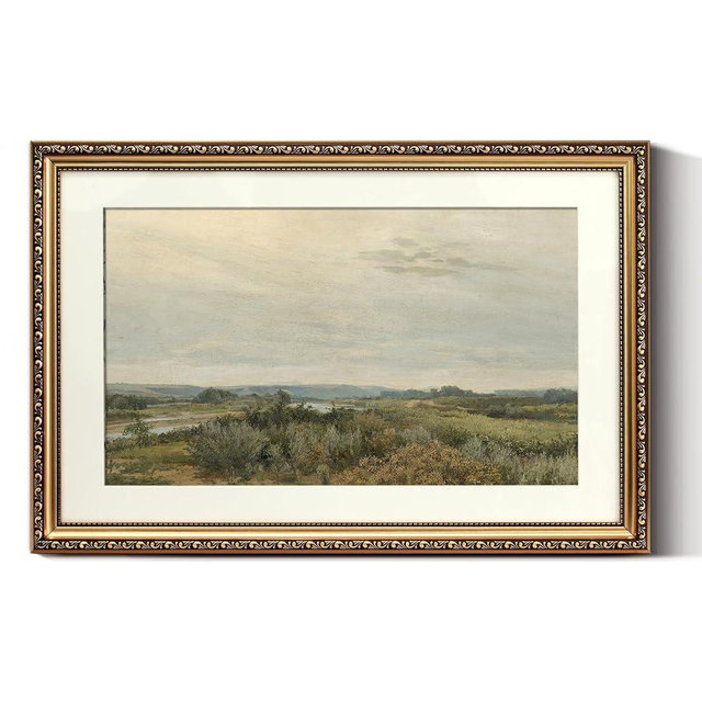 ARPEOTCY Vintage Gold Framed Large Wall Art, Nature Trees Landscape Rivers Retro Paintings, Canvas Prints Artwork with Antique Frame, Victorian Wall Picture Decor for Gallery Living Room 16x24 inch