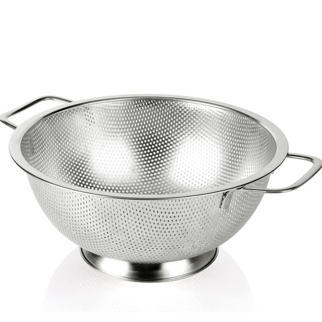 Gulex Colander Stainless Steel 5-Quart, Strainer for Kitchen Food, Dishwasher Safe