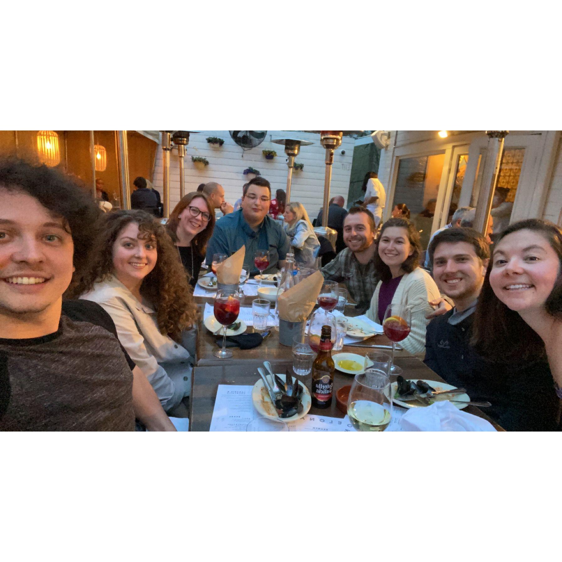 Marc, Lauren, Sarah, Elliot, Derek, Carlye, Brandon, and Jenny for Jenny's birthday dinner 2021