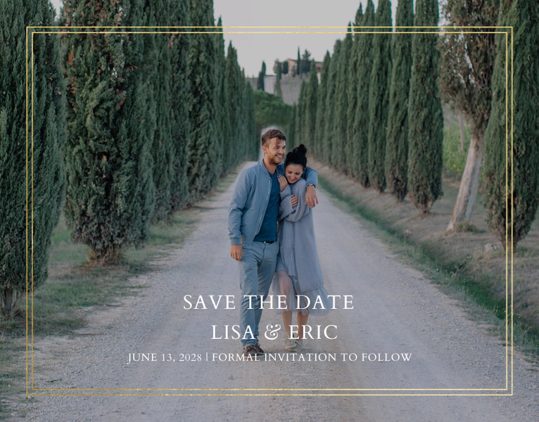Verona Landscape Foil | White | Zola Save The Dates