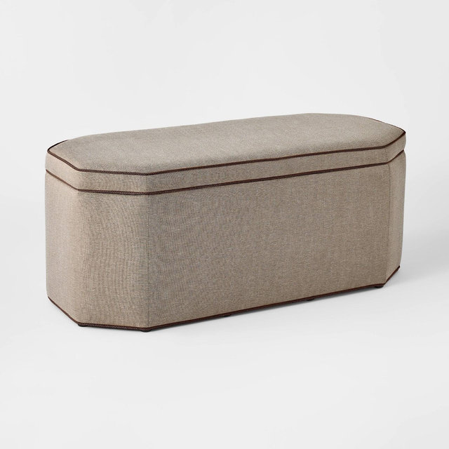 Storage Bench with Twisted Piping Detail Brown Linen - Threshold™ designed with Studio McGee