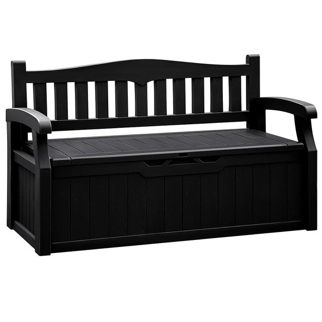 Flamaker 80 Gallon Storage Bench Outdoor Indoor, Durable All-Weather Seating with Hidden Storage, Lockable Deck Box for Garden, Patio, Poolside (Black)