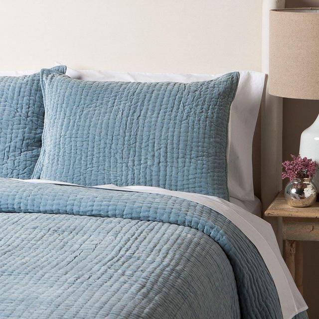 Light Blue Velvet Queen Quilt