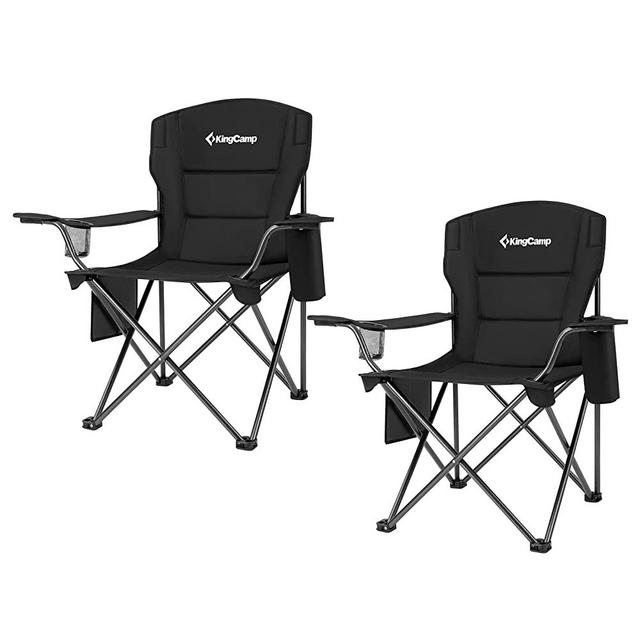 KingCamp Folding Camping Chair Oversized Portable Lawn Chair Padded Quad Chair with Cup Holder and Carry Bag, Heavy Duty Supports 300lbs for Outdoor, Fishing, Picnic, Sports