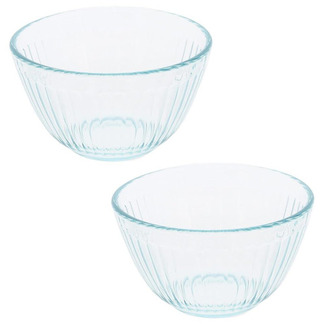 Pyrex 7401 3-Cup Sculpted Glass Mixing Bowls - 2 Pack