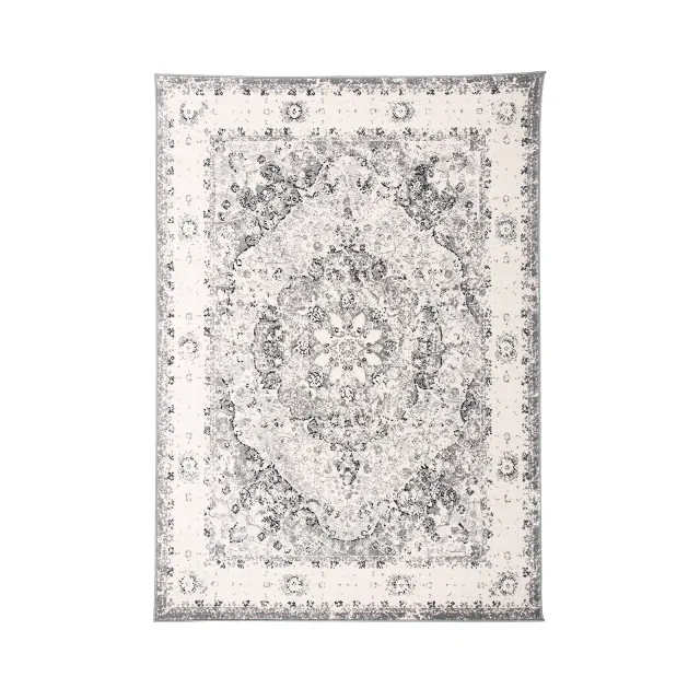 World Rug Gallery Vintage Oriental Distressed Medallion Grey 6'6" x 9' Area Rug