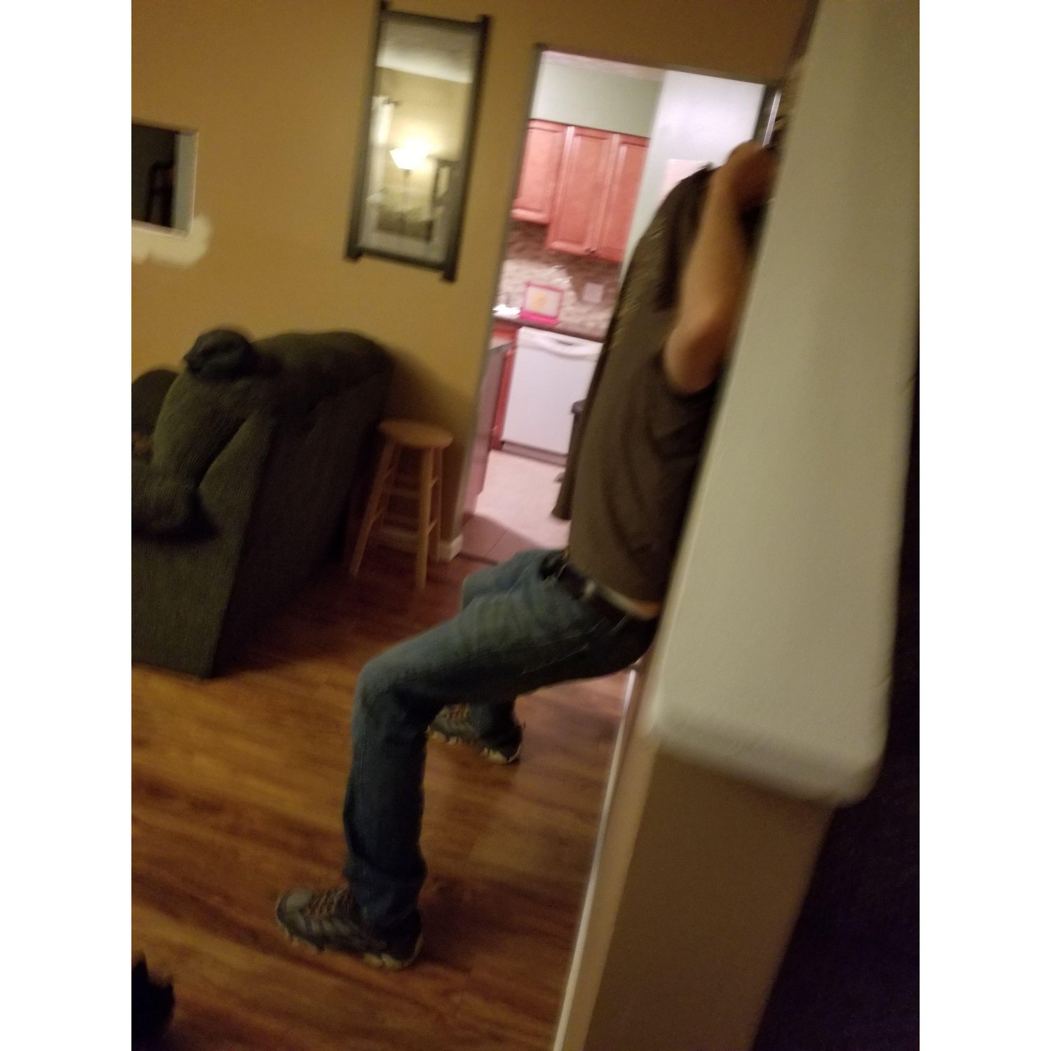 His first attempt to jump-scare Jen (it got easier!)