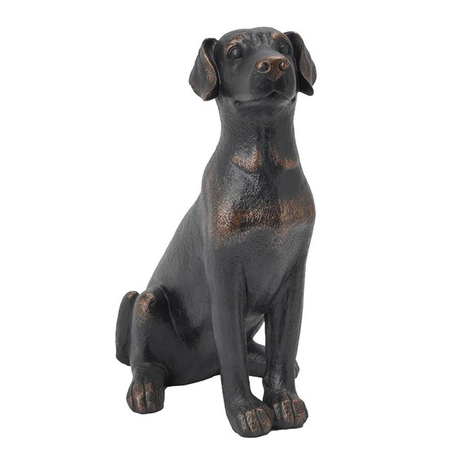Cynkeyee Outdoor Garden Dog Statue - 16 Inch Resin Sitting Labrador Sculpture, Decorative Figurine for Patio, Lawn, Yard, Porch (Black)