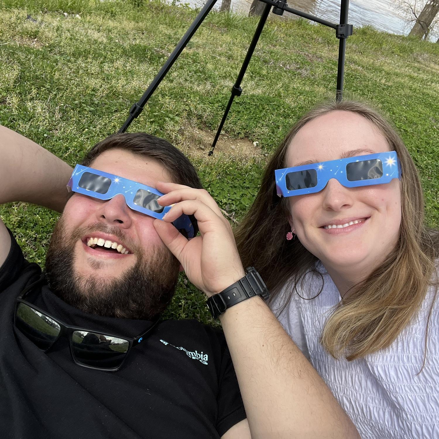 Landon is witnessing a solar eclipse in breathtaking wonder.