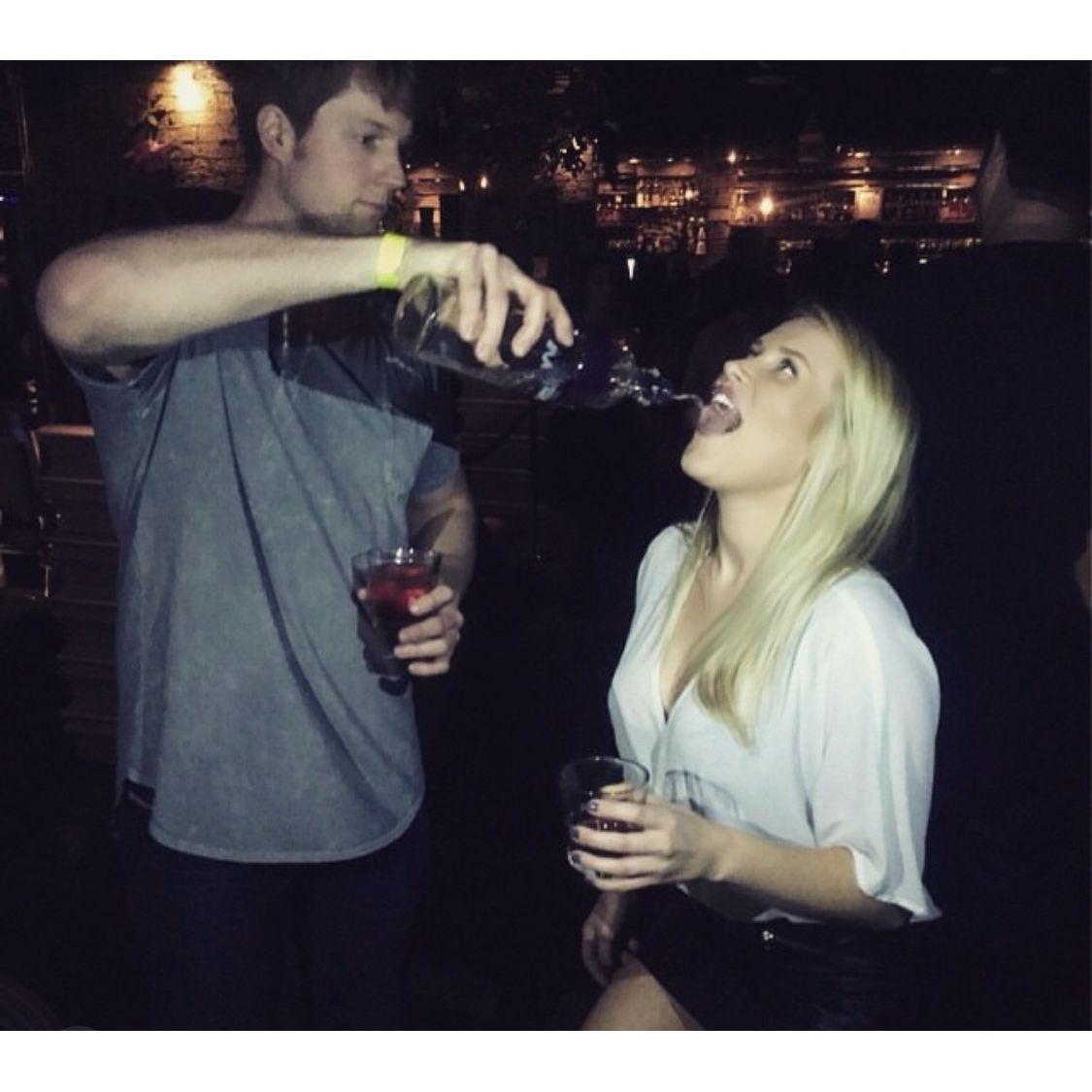June 2015 - Amber's 26th Birthday Party at Vin De Syrah in San Diego - Sean feeding Amber a Birthday Shot!