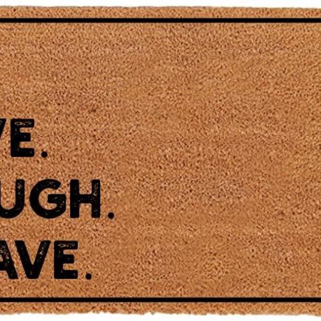 THEODORE MAGNUS Natural Coir Doormat with Non-Slip Backing - 17 x 30 - Outdoor / Indoor - Natural - Live Laugh Leave - COIR-1730-15-405