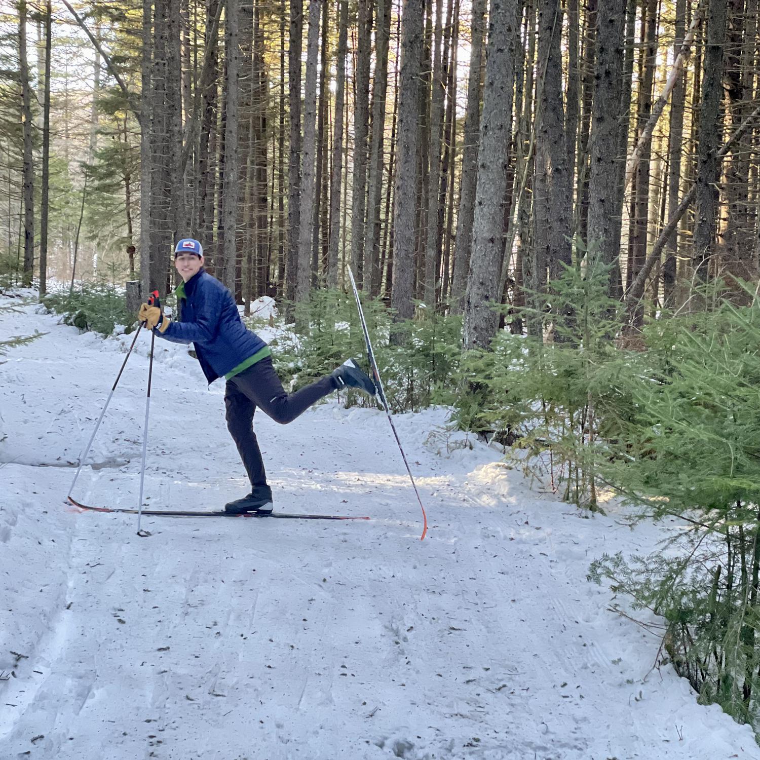 Robb striking a pose while we cross country ski at Blueberry Lake which is around 15 min from Sugarbush