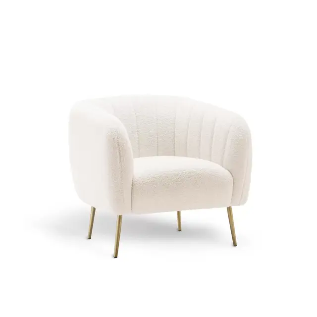 eLuxury Sawyer Channel Living Room Chair, Cream Boucle