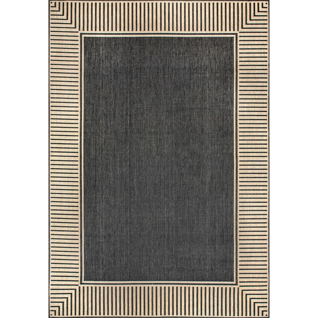 Nuloom Asha Simple Striped Indoor/Outdoor Area Rug, 5' x 8', Dark Grey