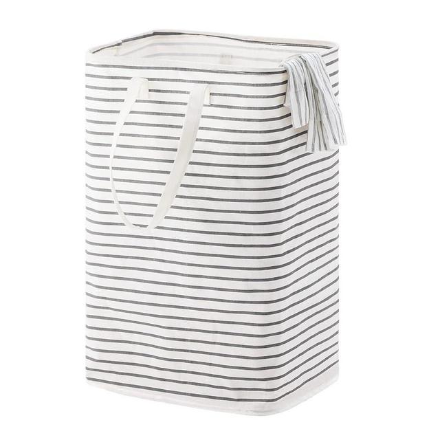 100L Large Collapsible Laundry Basket, Freestanding Clothes Hamper with Easy Carry Long Handles, Waterproof Washing Bag for Bedroom, Bathroom, and Nursery (Grey, 1 Pack)