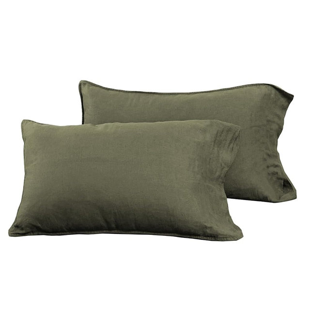 S VICTORY SYMBOL 100% Organic Linen Pillowcases Standard 20x30inch 2 Pack,French Natural Washed Flax Pillow Cases,Linen Pillow Cover Burnt Olive,Durable&Breathable