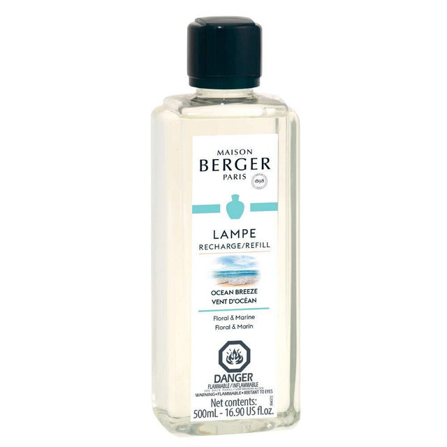 Maison Berger - Ocean Breeze - Lampe Berger Fragrance Refill for Home Fragrance Oil Diffuser - 16.9 Fluid Ounces - 500 milliliters
