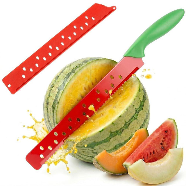 17 Inch Watermelon Cutter Serrated Fruit Knife with Protective Sleeve Long Serrated Melon Knife, Bread Vegetable Cutter Slicer with Cover for Watermelon Slicing and Home Summer Party BBQ Kitchen Tool