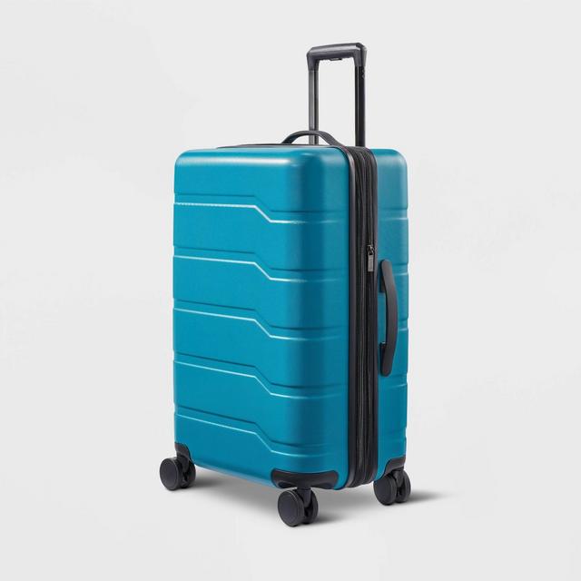 Hardside Medium Checked Suitcase Teal - Open Story™