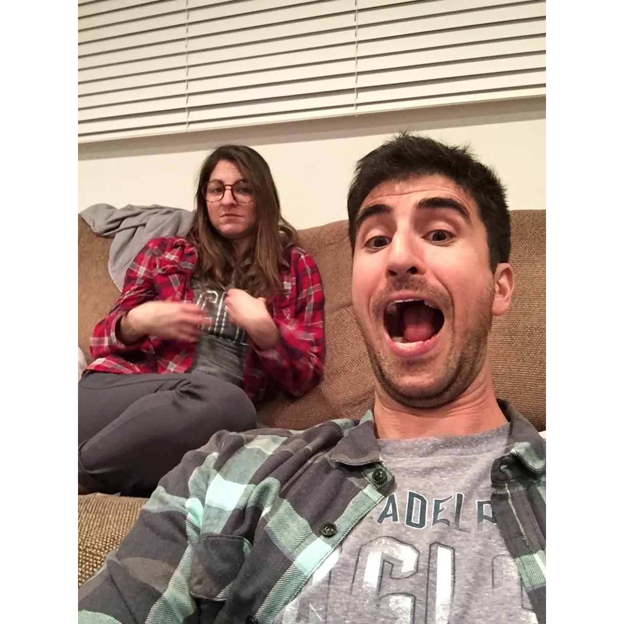 After the Packer's were eliminated from the 2018 playoffs and Jamie was forced to wear an Eagles shirt due to a lost bet (clearly less than thrilled).