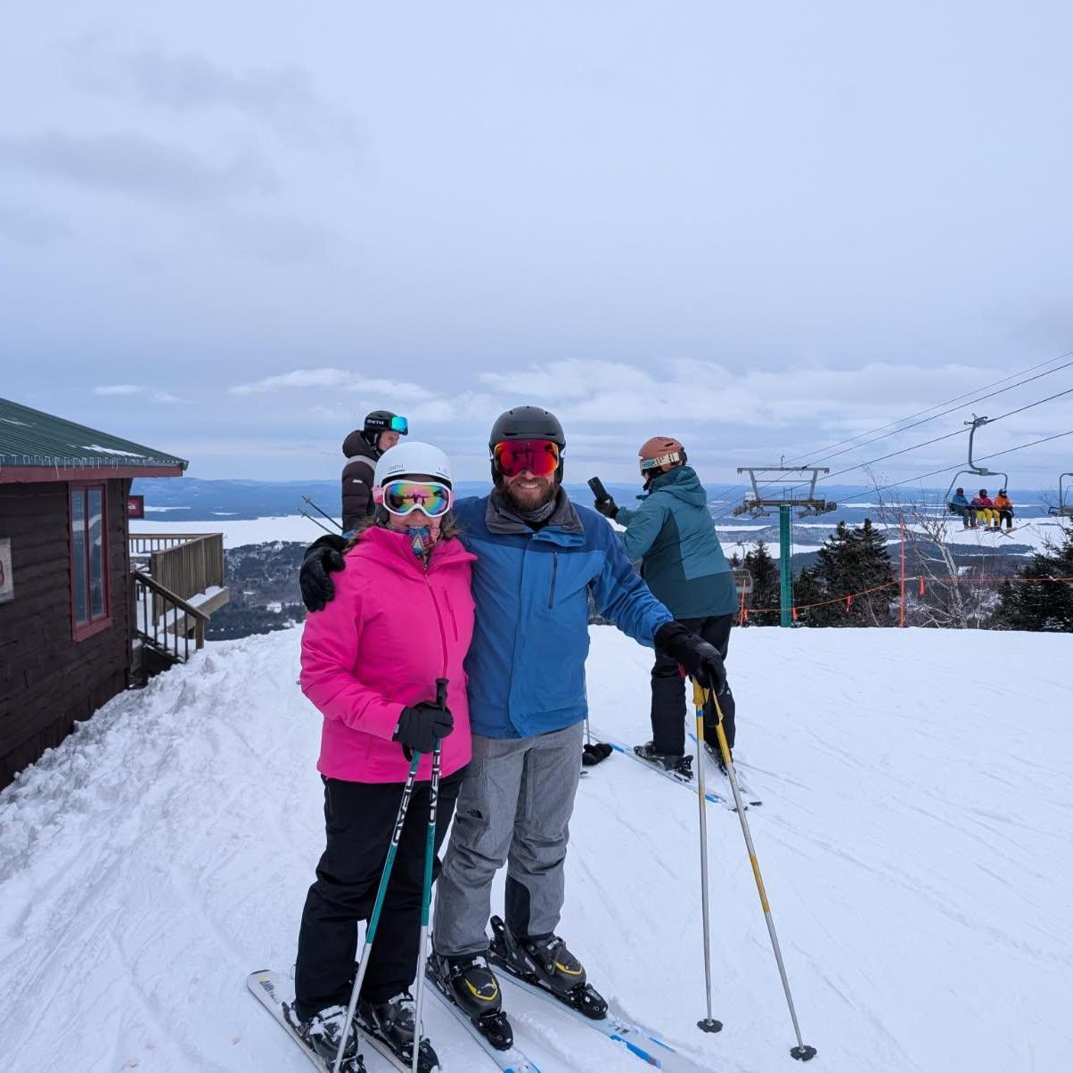 Katie's first time skiing in over 15 years