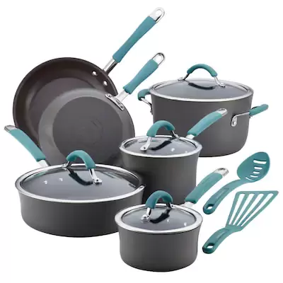 Rachael Ray Cucina 12pc Hard Anodized Nonstick Cookware, Agave Blue