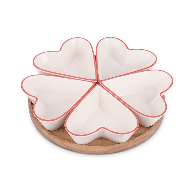 Thirstystone Lazy Susan with Heart Dishes, Set of 6