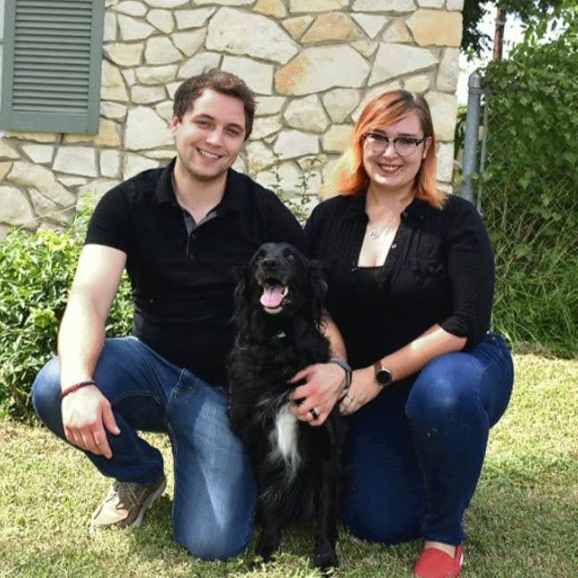 Our first family photo with Annie, before we got Link.