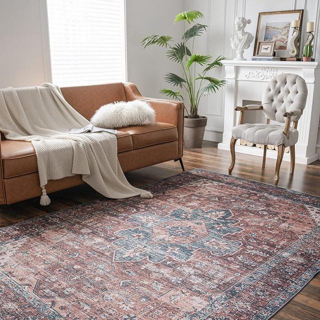 Moynesa Ultra-Thin Persian Area Rug - 9x12 Large Living Room Bedroom Rug Non-Slip Non-Shedding Stain Resistant Vintage Office Mat, Indoor Accent Rug for Dining Room Apartment Bedside