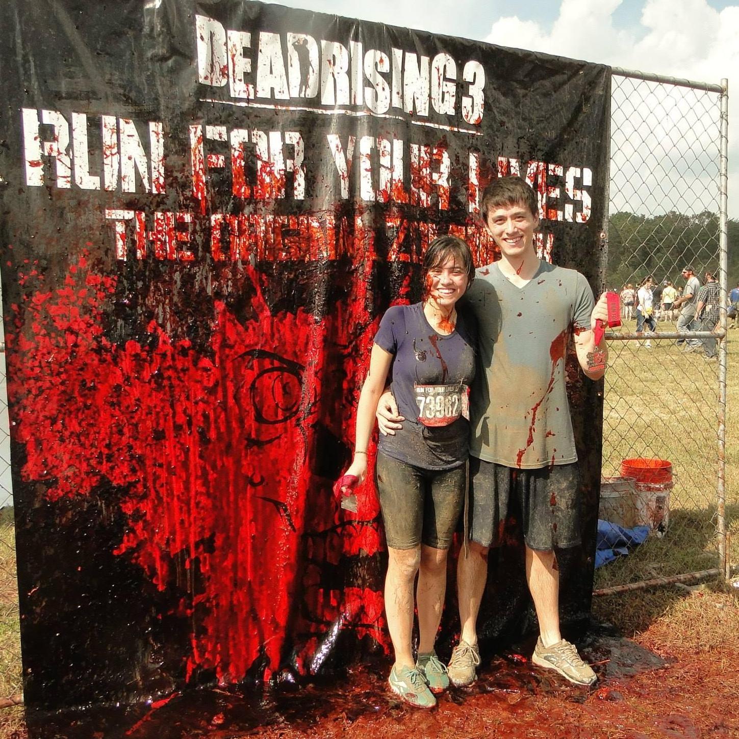 One of our first dates--Zombie 5K in 2013
