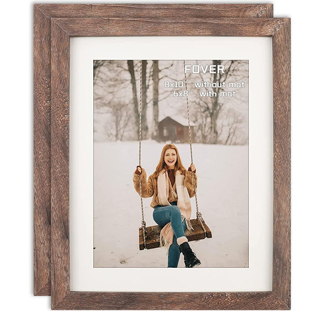 8x10 Picture Frames Set of 2 Rustic Wood Grain Photo Frame for Gallery Wall Mounting or Tabletop Display