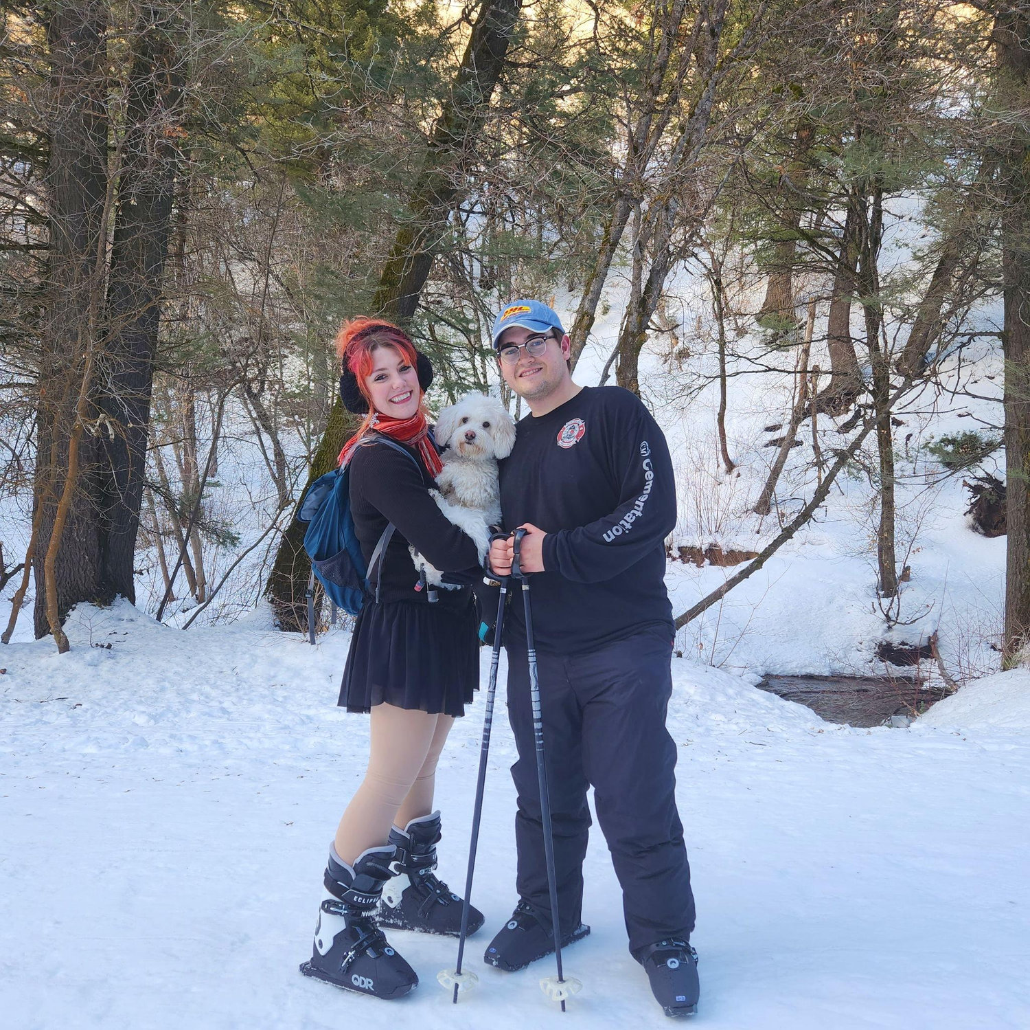 Ski skating with Poppy
