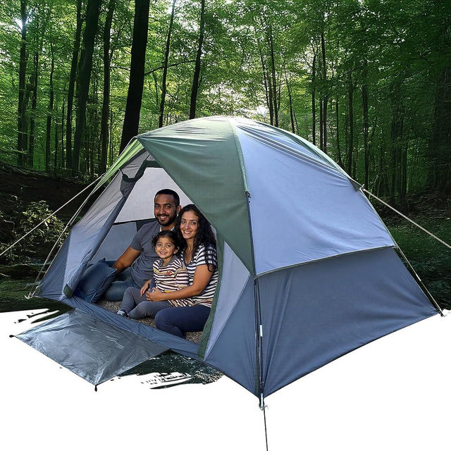 XL 4 Person Dome Camping Tent, Double Layer Waterproof, Removable Rain Fly, for Outdoor Hiking, Fishing