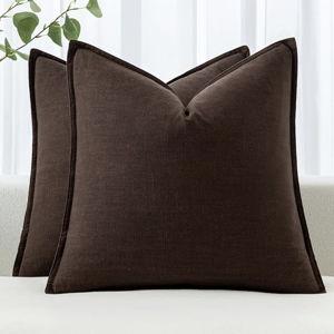 MIULEE Decorative Linen Pillow Covers 18x18 Inch Dark Brown Boho Farmhouse Neutral Winter Couch Throw Pillows for Bed Pack of 2 Accent Modern Pillowcase Sofa Livingroom Home Decor