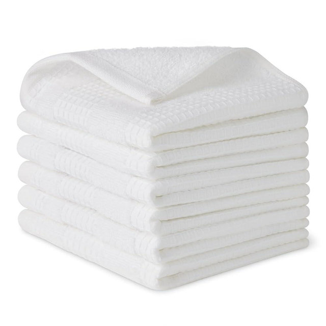 Amazon Basics Organic Cotton Waffle Kitchen Dish Cloths - Ultra Absorbent, Quick Drying, Lint-Free, 12 x1 2 inches, 6-Pack, White