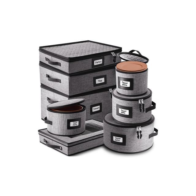 StorageBud Fine China Storage Containers, 8 Piece Complete Durable Dinnerware Storage Set