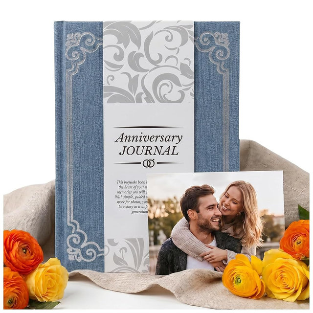 Anniversary Journal For Couples | Linen Hardcover Marriage Journal Memory Book For Couples, Perfect Paper Anniversary for 1st Year Gift, Our First Year Dating, Engagement, Honeymoon, Wedding, & Beyond